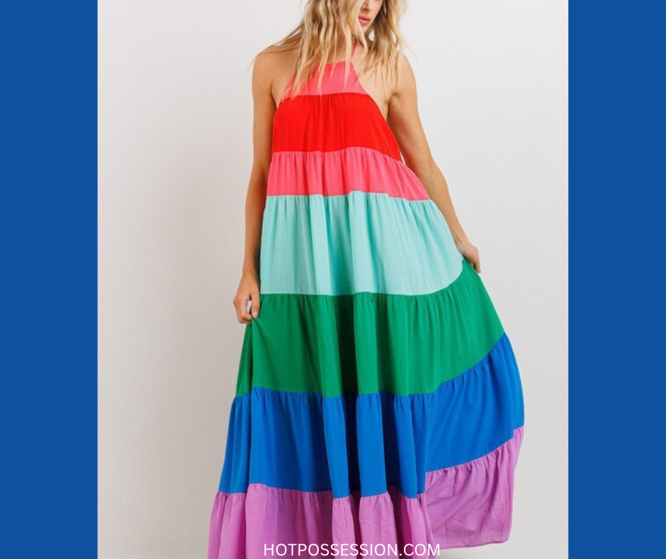 Women Maxi Dress Sleeveless Color block  By Better Be