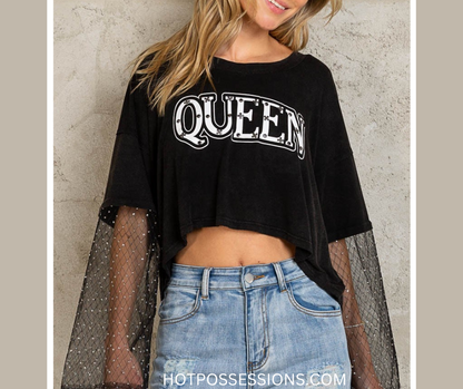 Women Long Sleeve Top Queen by Pol Clothing