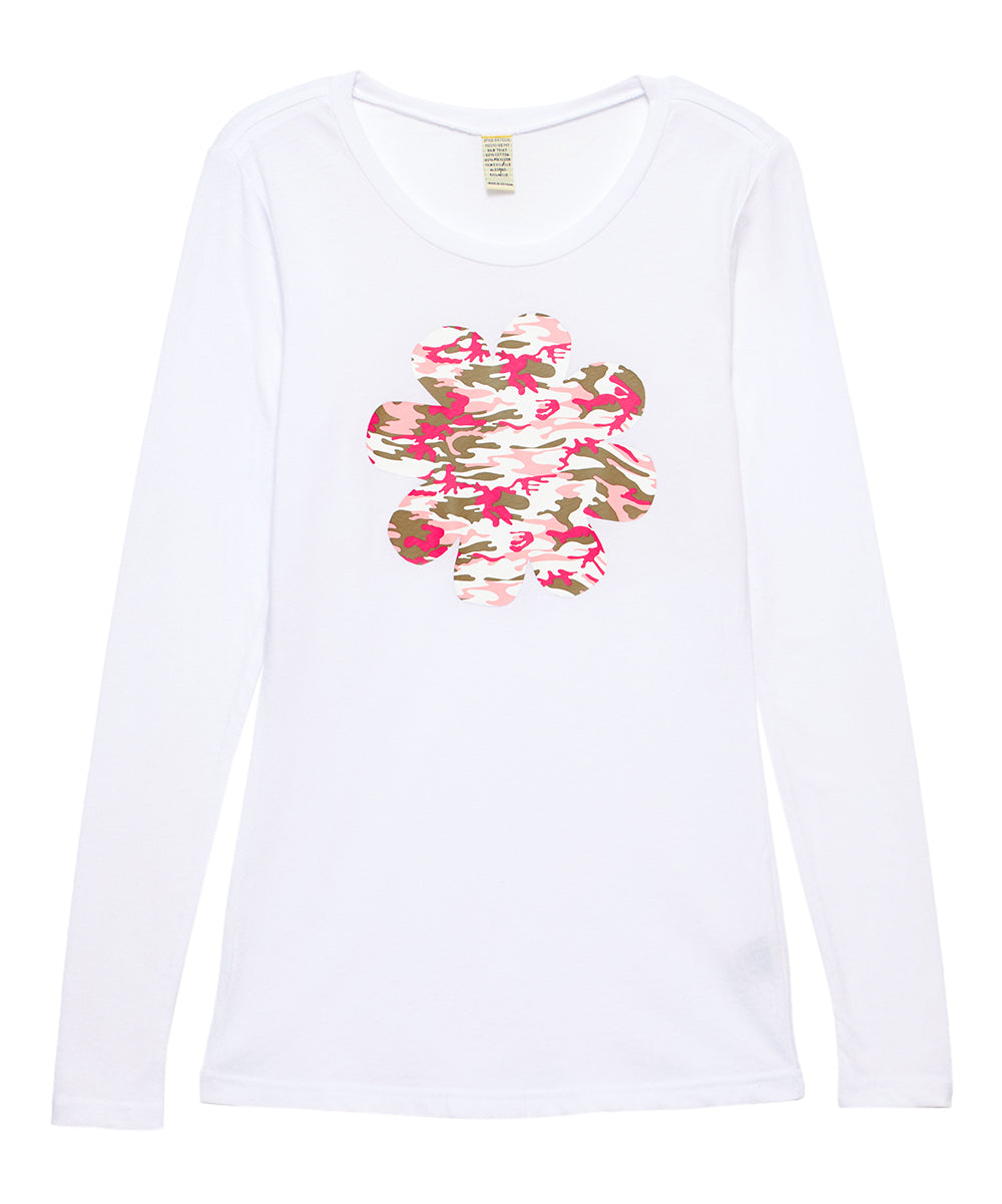 Girls & Junior Long Sleeve Top - Camo Pink Combo Flower