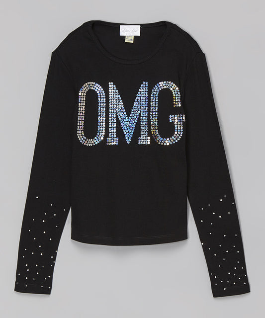 Girls Long Sleeve Top - Sequin OMG