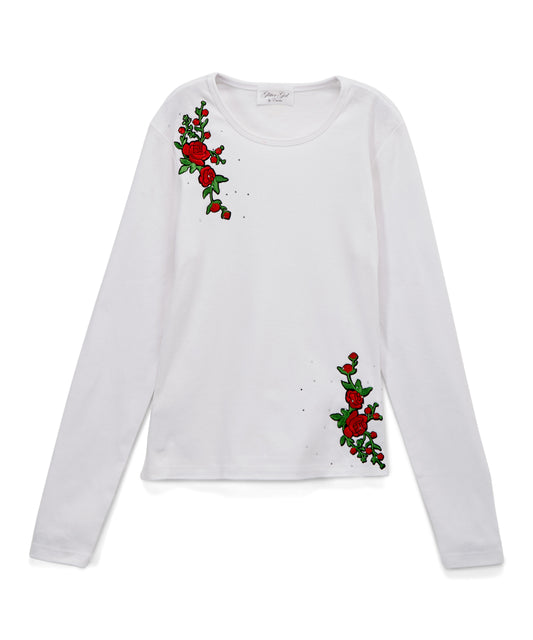 Junior & Girls Long Sleeve Top - Flower detail