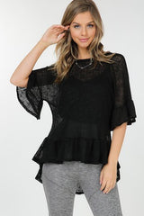 Women Ruffle Short Sleeve Tunic Top