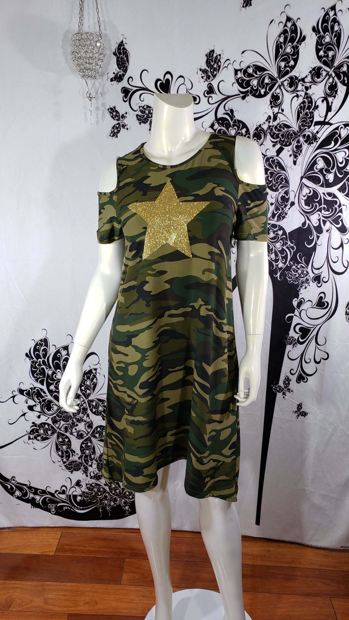 Women Short Sleeve Dress -Sequin Star