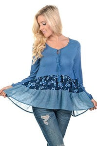 Women Long Sleeve Floral Print Top