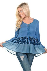 Women Long Sleeve Floral Print Top