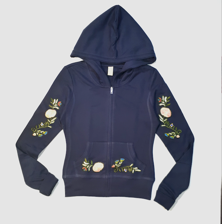 Girls Long Sleeve Top -Zip up Jacket- Flower