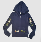 Girls Long Sleeve Top -Zip up Jacket- Flower
