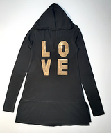 Junior  Long Sleeve Top -Tunic -Sequin Gold - LOVE