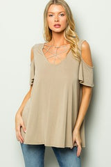 Women Cold Shoulder BirdCage detail Tunic