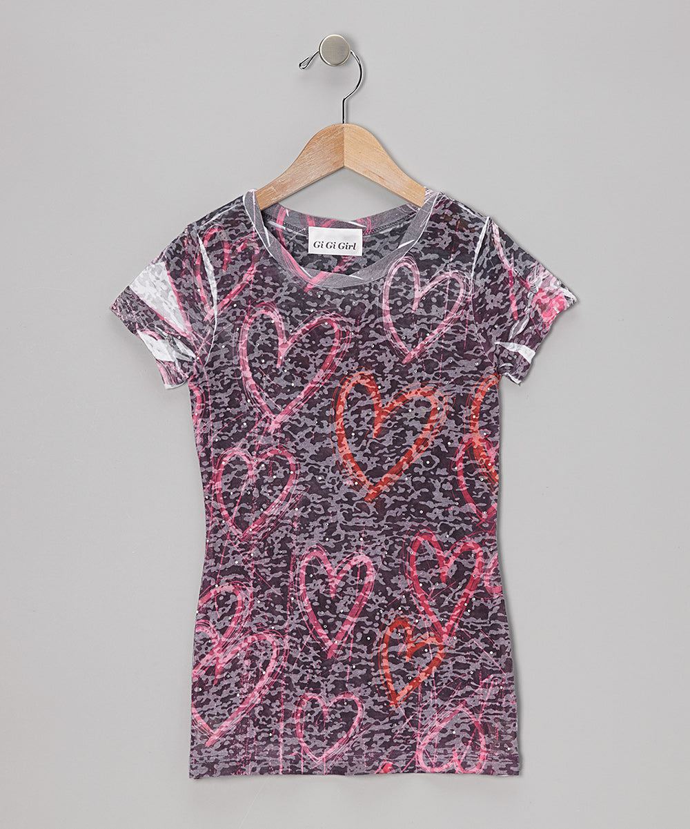 Girls Short Sleeve Top - Hearts
