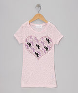 Girls Top Short Sleeve -Heart/Mustache