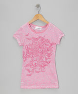 Girls Top Short Sleeve T Shirt - Peace wings