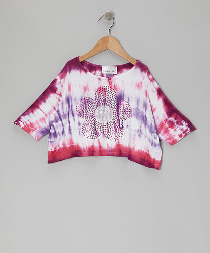 Girls Top Short Sleeve Top - Sequin Flower