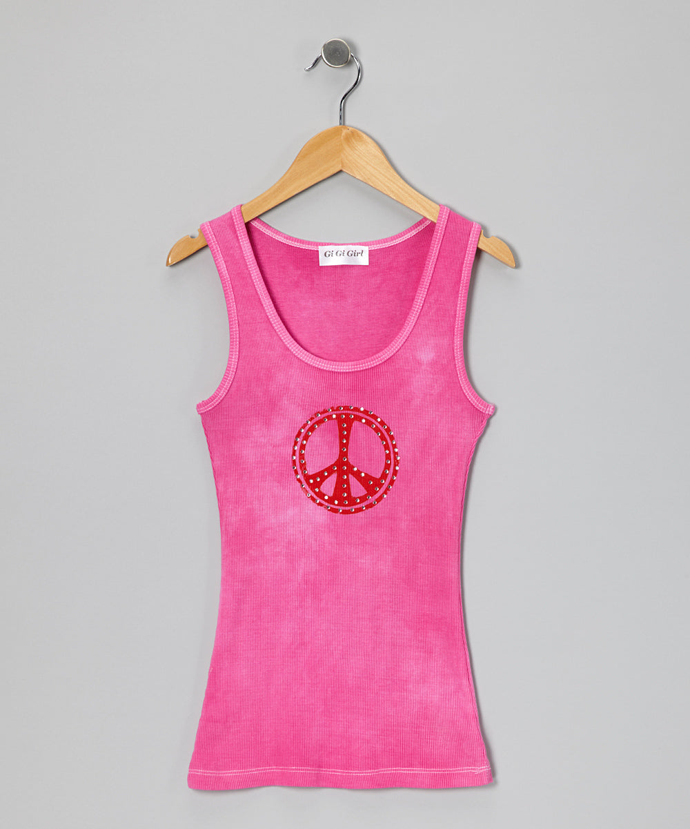 Girls Sleeveless Top Peace Sign