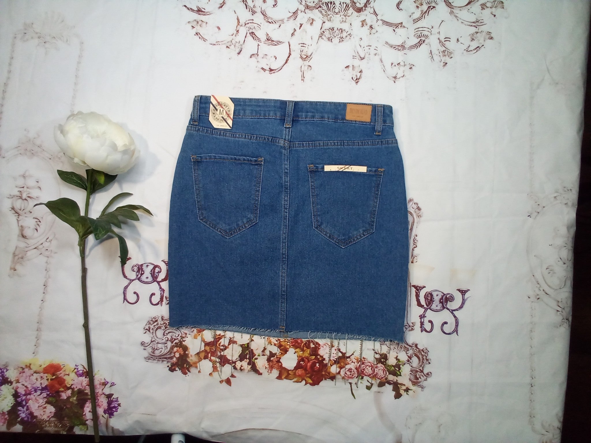 Junior Denim dangle rhinestone Skirt