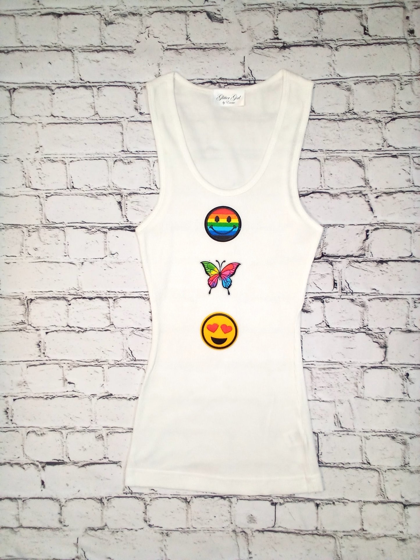 Girls Sleeveless Tank Emoji Patches