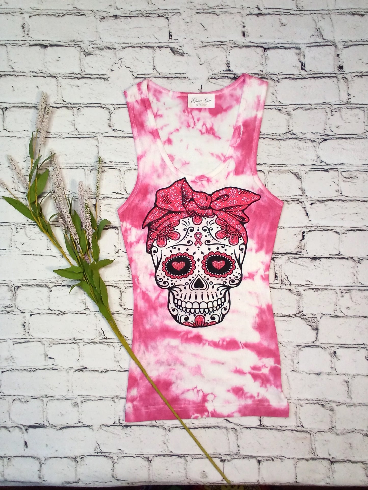 Girls & Junior Sleeveless Tank Sugar Skull By Glitter Girl