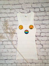 Girls & Juniors Sleeveless Tank - Emoji Patches By Glitter Girl