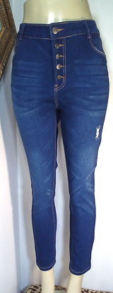 Women Jeans Button Front-Push Up/High Rise