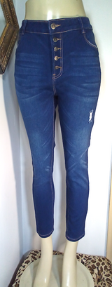 Women Jeans Button Front-Push Up/High Rise
