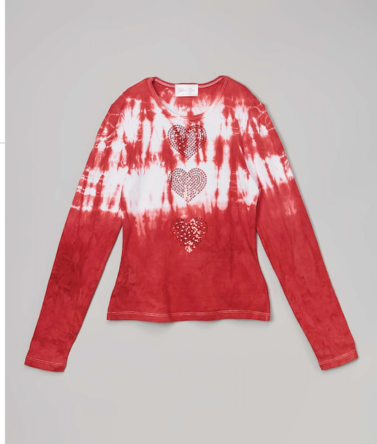 Girls & Junior Long Sleeve T shirt - Tie Dye - Hearts