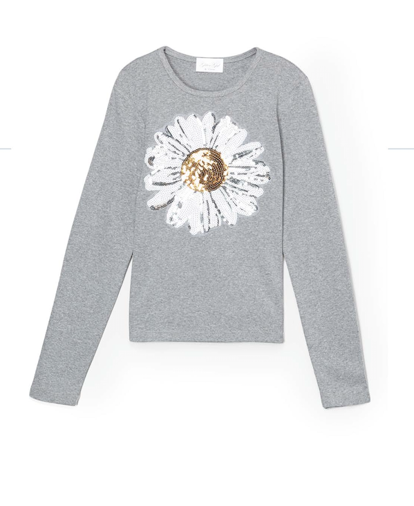 Girls & Junior Long sleeve T shirt - Sequin Flower