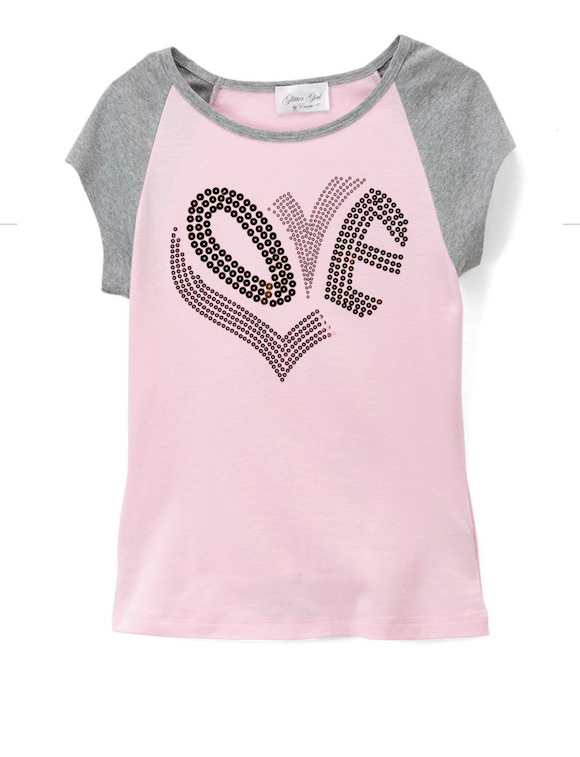 Girls Short Sleeve Top - Sequin Love