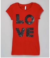 Girls & Junior Short Sleeve T shirt-LOVE By Glitter Girl