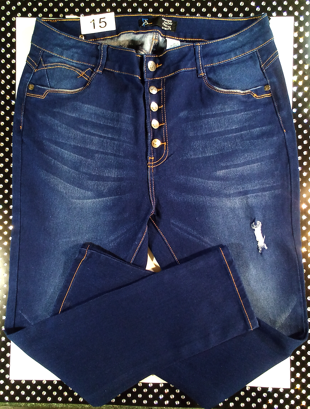 Women Jeans Button Front-Push Up/High Rise