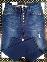 Women Jeans Button Front-Push Up/High Rise