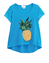 Girls Short Sleeve Top - Sequin Pineapple