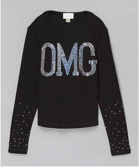 Girls & Junior Long Sleeve T shirt - Sequin OMG