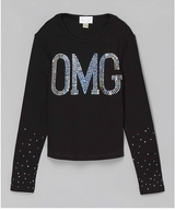 Girls & Junior Long Sleeve T shirt - Sequin OMG