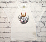Girls Short Sleeve Top - Sequin Crown/Cat