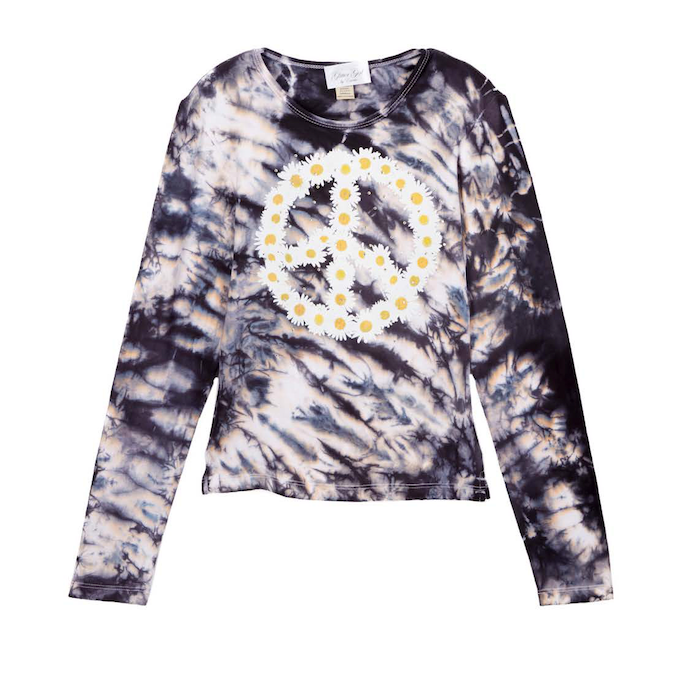 Girls & Junior Long Sleeve T shirt Daisy/Peace sign