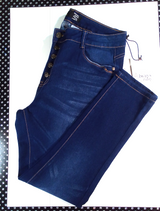 Women Jeans Button Front-Push Up/High Rise