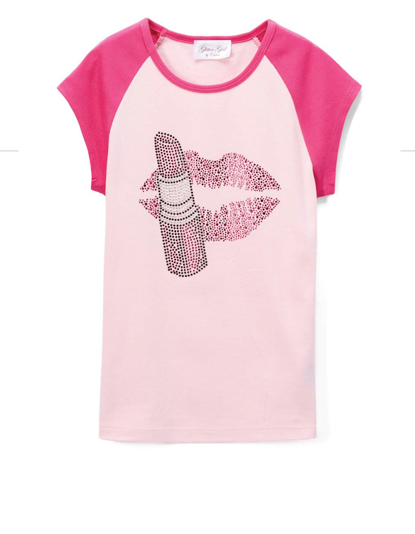 Girls Short Sleeve Top - Lip stick