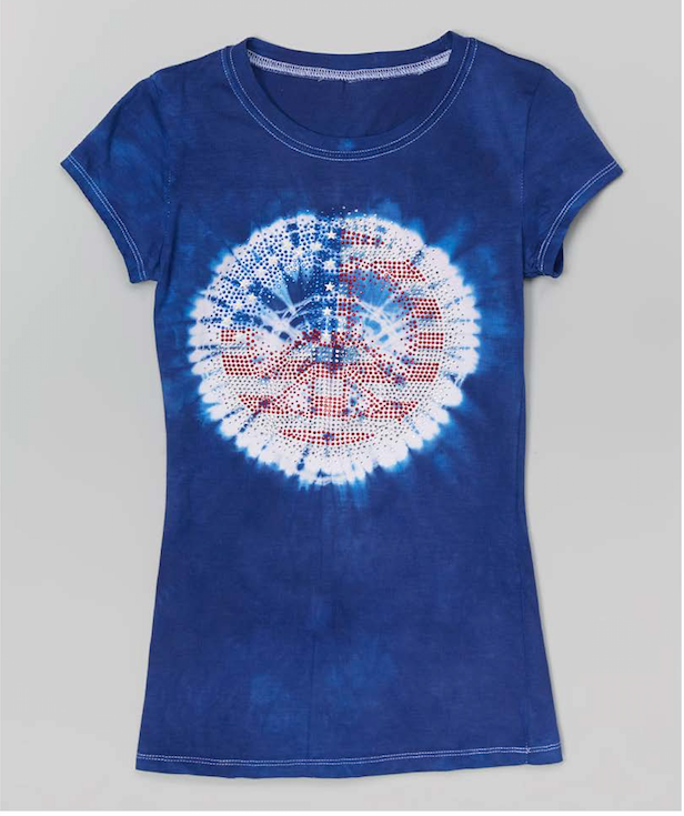 Girls & Junior Short Sleeve T shirt - American Peace Sign By Glitter Girl