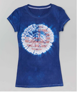 Girls & Junior Short Sleeve T shirt - American Peace Sign By Glitter Girl