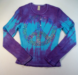 Girls Long Sleeve Top Sequin Peace sign