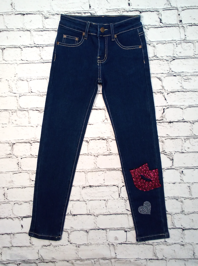 Junior Denim Pant - Lips/Heart