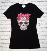 Girls & Junior short Sleeve Top - scarf skull
