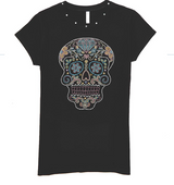Girls & Junior Short Sleeve T shirt - Sugar Skull By Glitter Girl