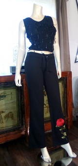 Women Drawstring Pant - Red Flower