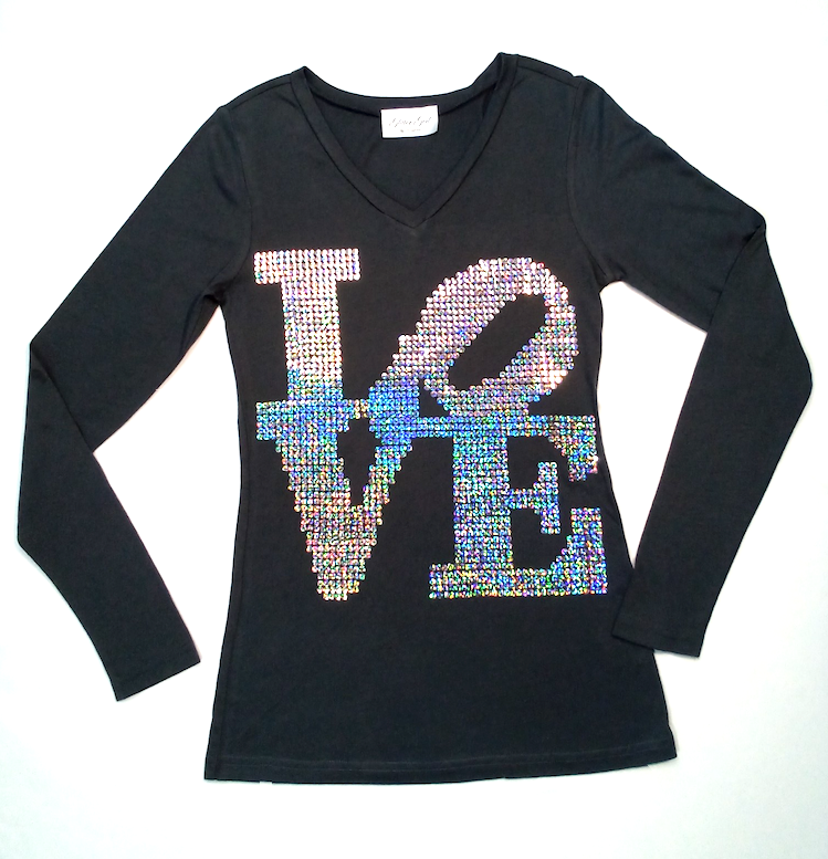 Girls Long Sleeve Top -LOVE