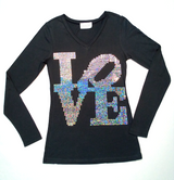 Girls Long Sleeve Top -LOVE