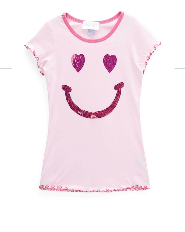 Girls Short Sleeve Top Happy Face