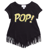 Girls Top Short Sleeve Fringe Top - "POP"