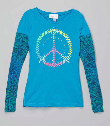 Girls Long Sleeve Top - Peace Sign