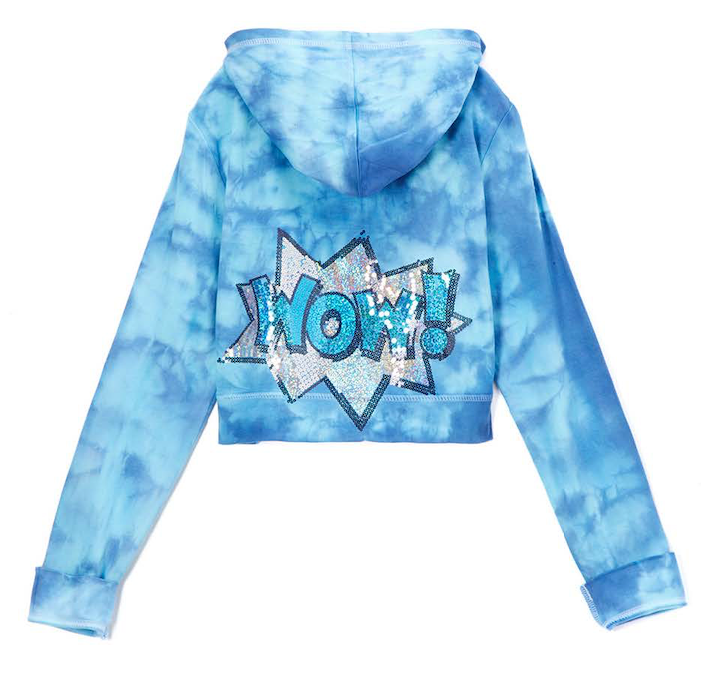Girls & Junior Long Sleeve Zip Up Hoodie-"WOW" By Glitter Girl
